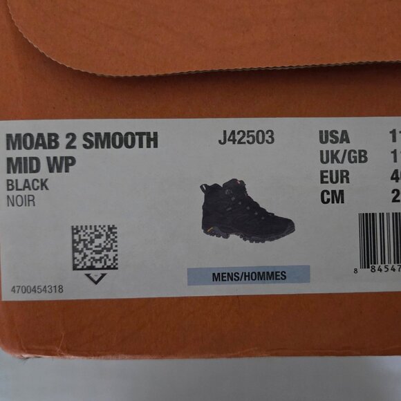 NEW NIB Merrell Moab 2 Mid Black Boots Men's 11.5 - Picture 3 of 16